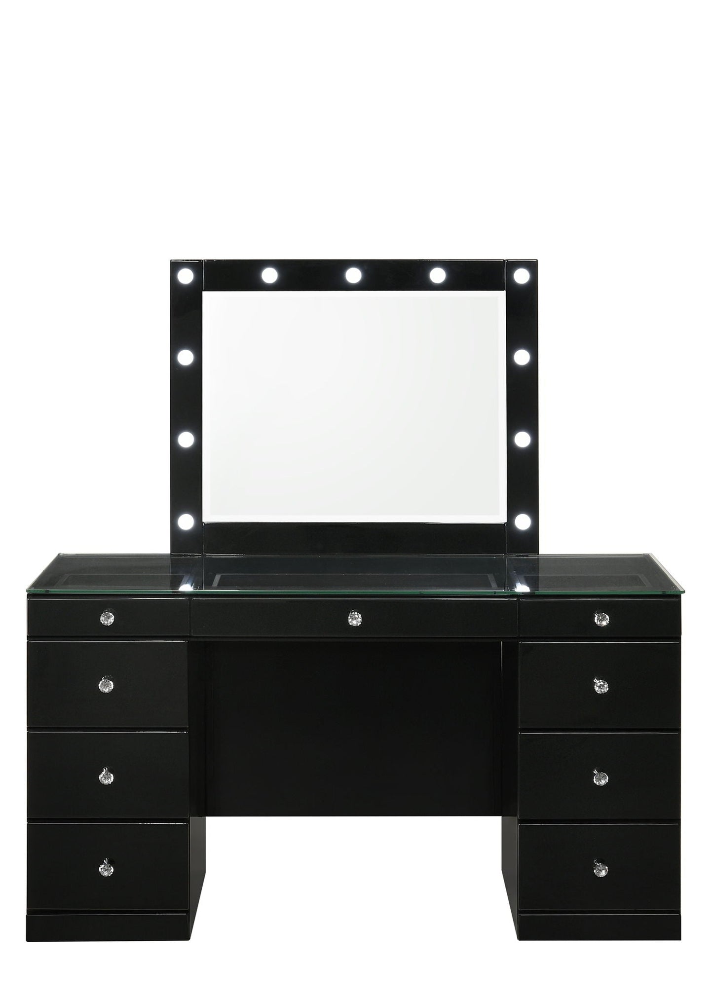Avery - Vanity Desk With Glass Top And LED Mirroк Crown Mark