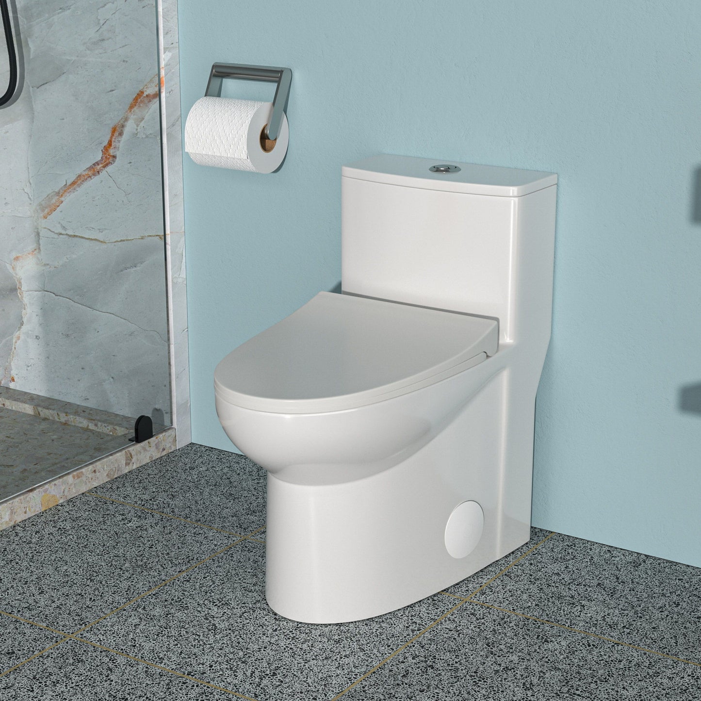 Modern 1 Piece Toilet With Dual Flush And Soft Closing Seat - White Daily Nest