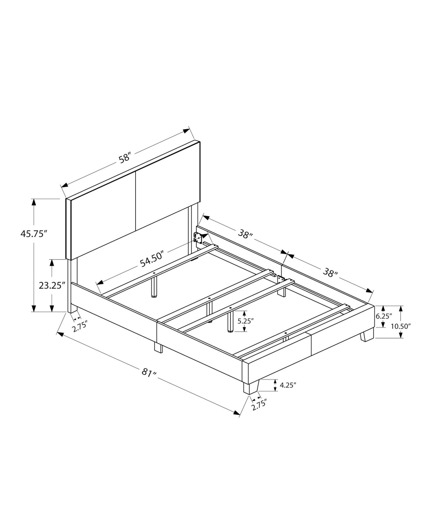 Bed, Upholstered, Transitional 8th Street