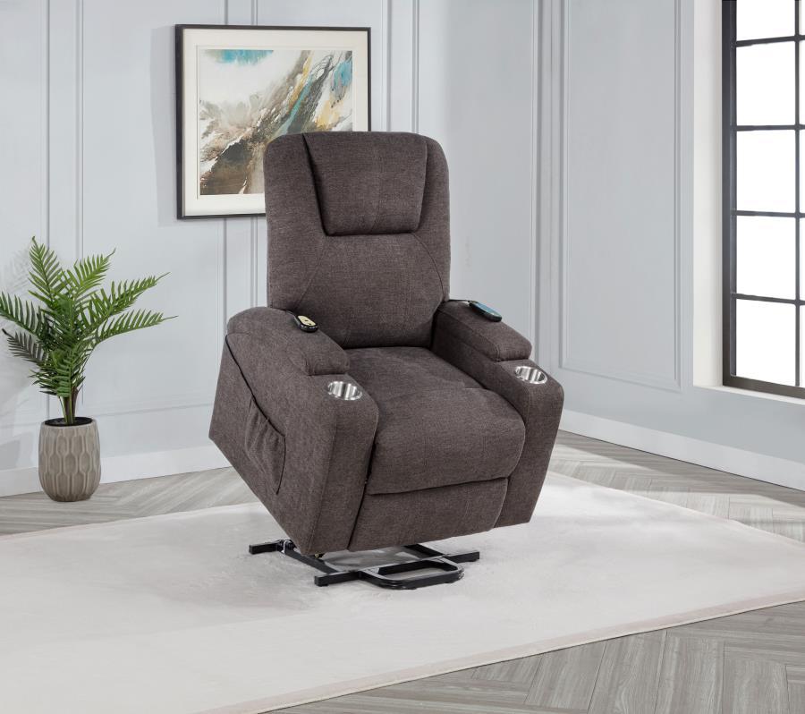 Louie - Chenille Upholstered Power Lift Massage Chair Coaster Fine Furniture