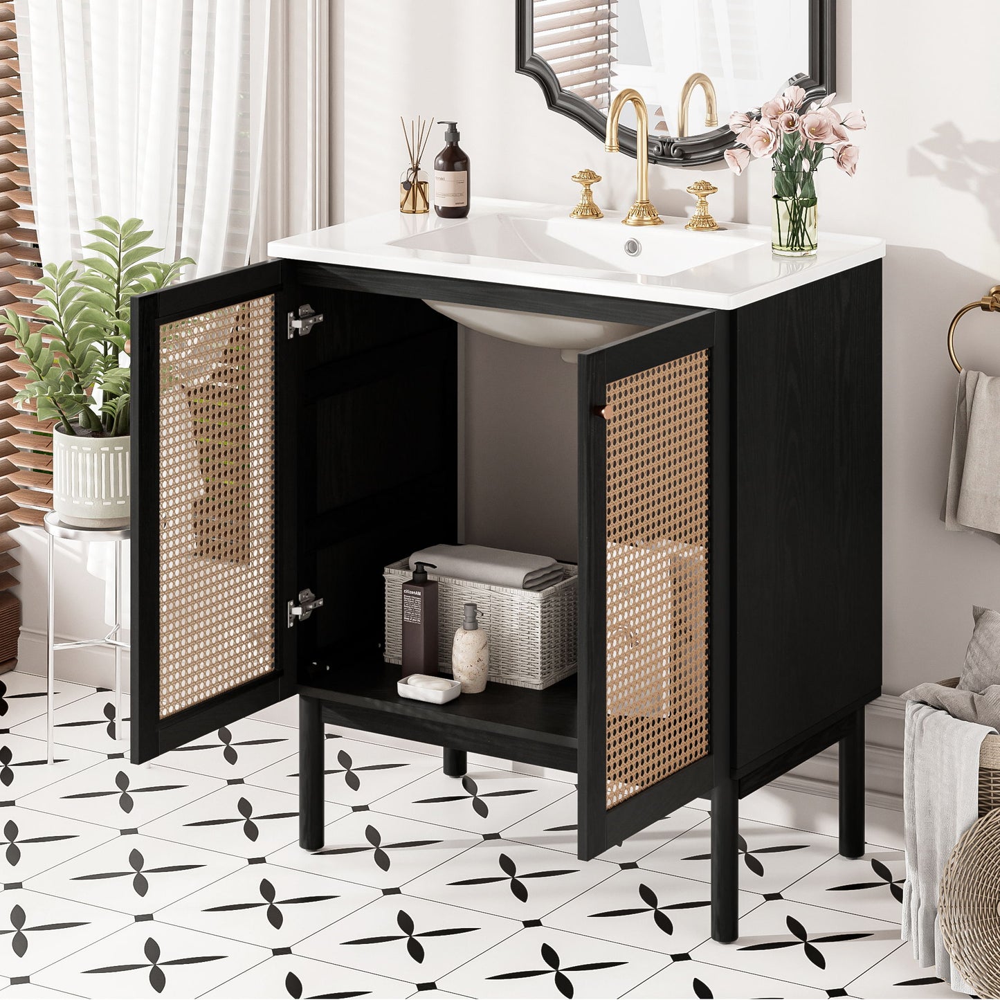 Bathroom Vanity With Soft Closing Mechanism - Black Hearth and Haven