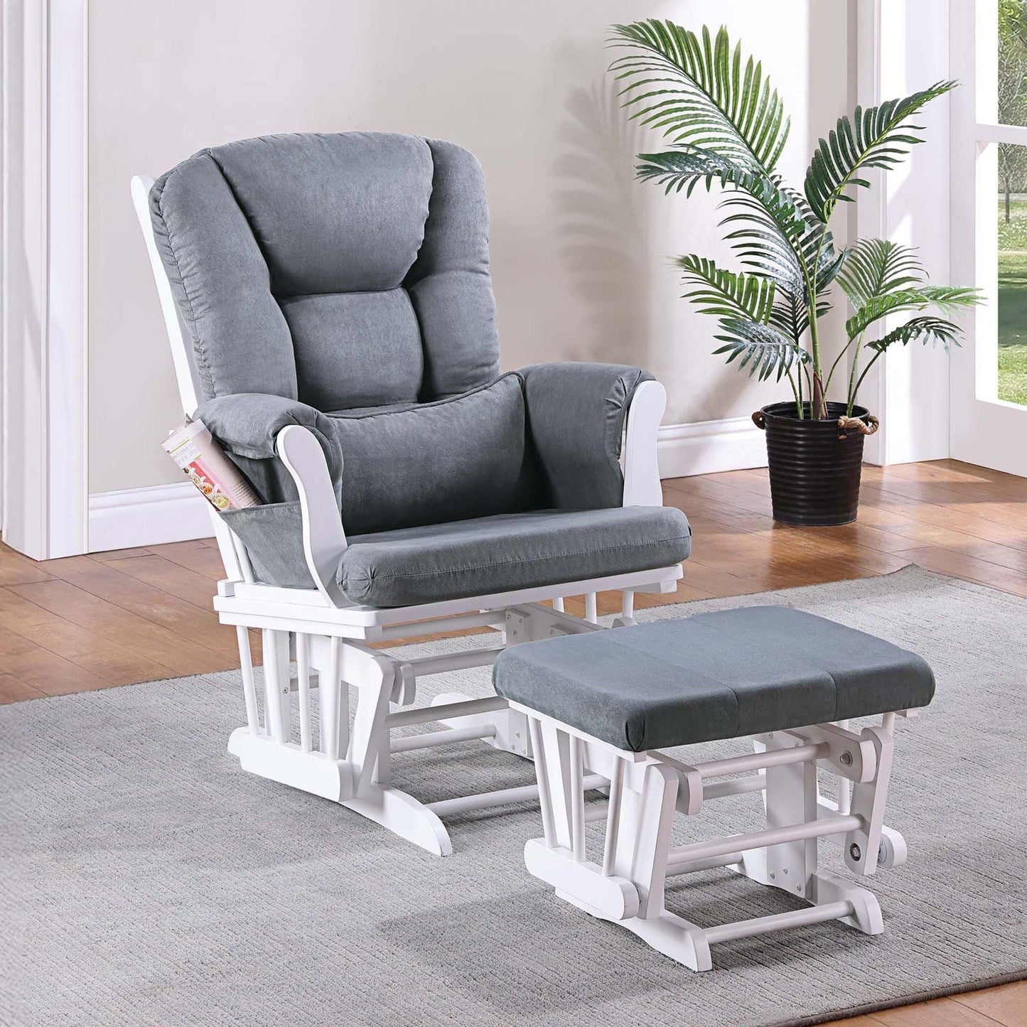 Upholstered Glider Chair With Ottoman Home Essentials