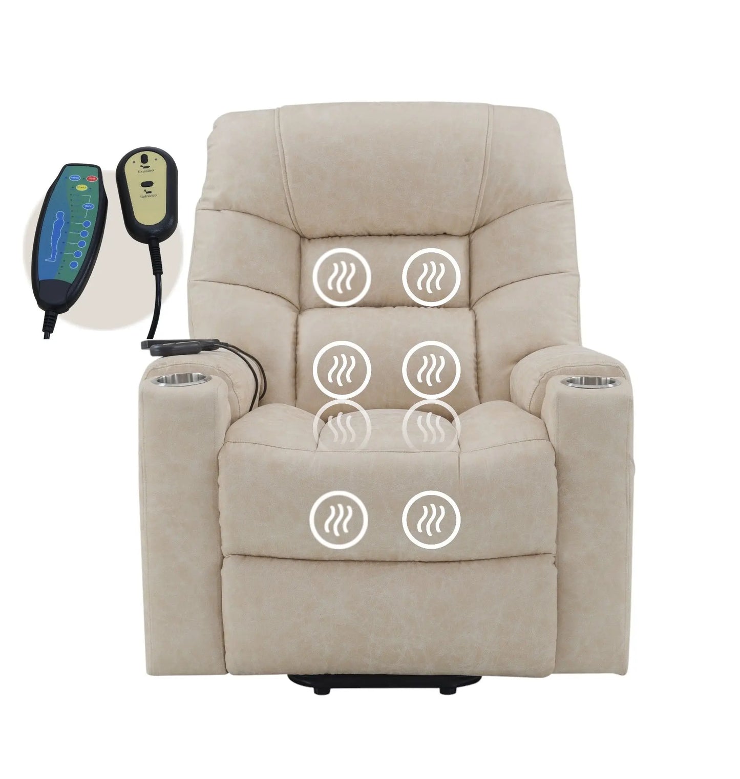 Nairi - Leather Aire Power Motion Recliner With Lift Heating Massage Function - Ivory Acme