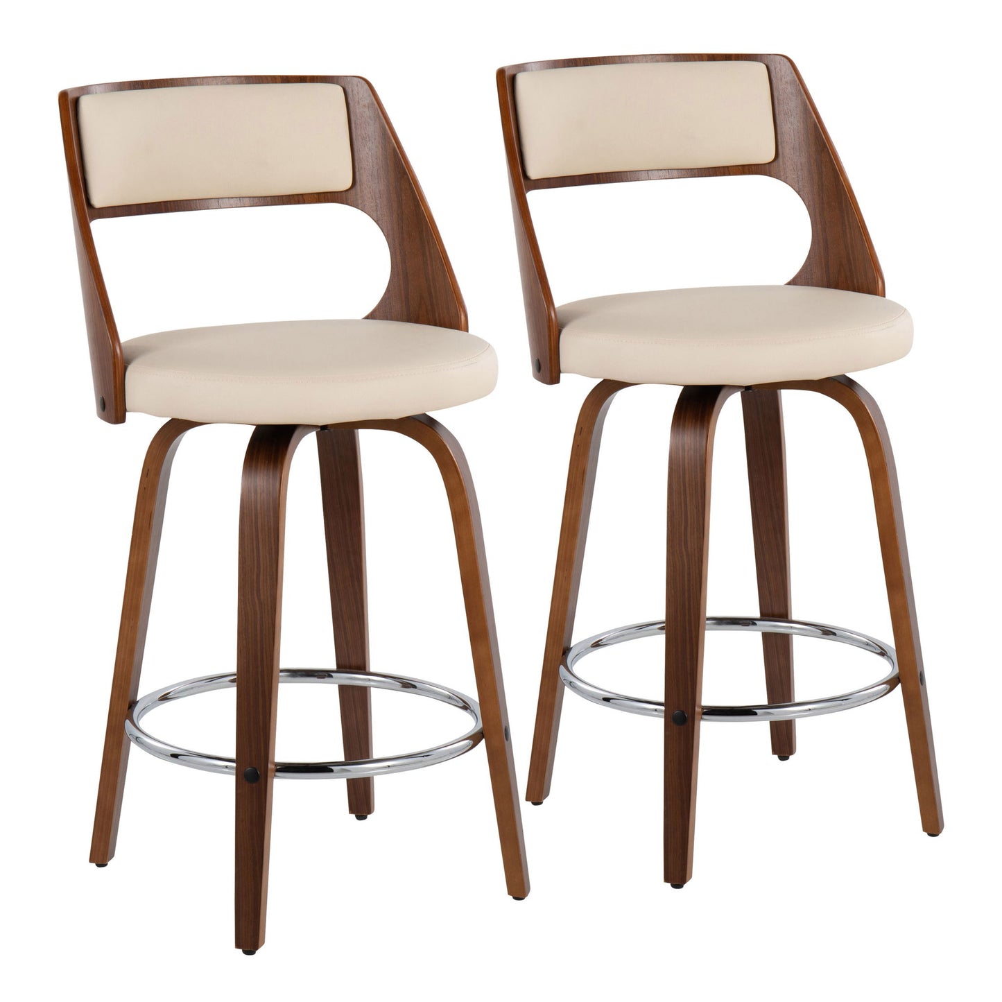 Cecina - Mid-Century Modern Fixed Height Counter Stool With Swivel And Round Footrest (Set of 2) Lumi Source