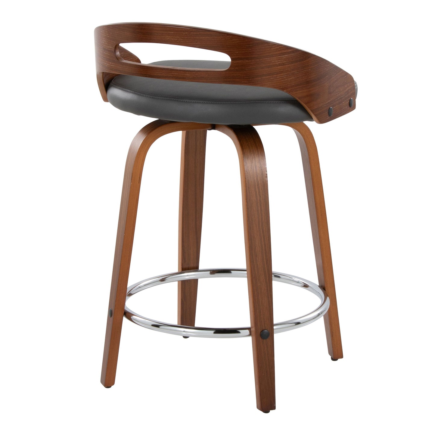 Cassis - Mid Century Modern Fixed Height Counter Stool With Swivel With Round Footrest (Set of 2) Lumi Source