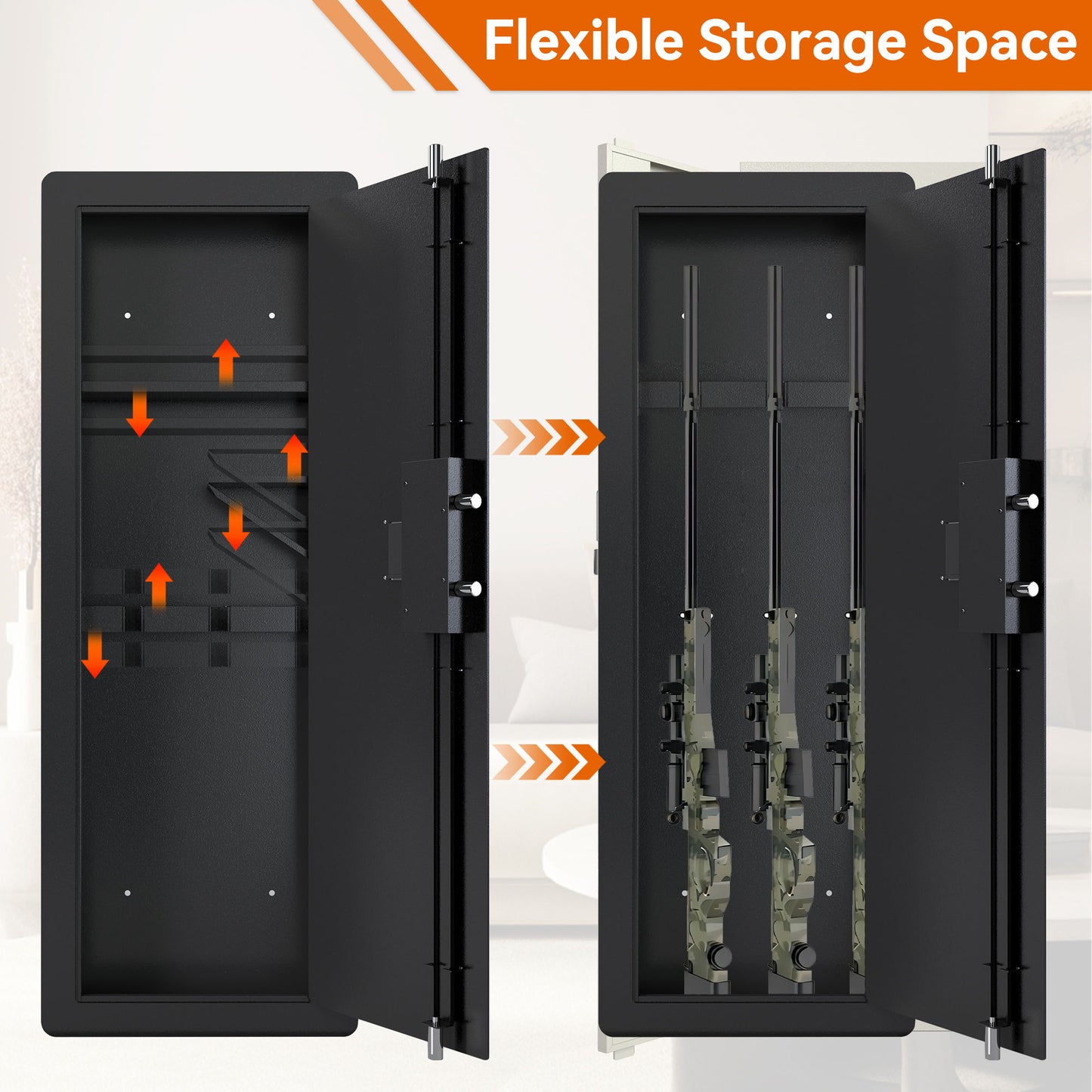 Wall Gun Safe, Gun Safes For Home, Gun Safes & Cabinets, Wall Safes Between The Studs, Quick Access Rifle Safe With Removable Shelf And Digital Keypad Daily Nest