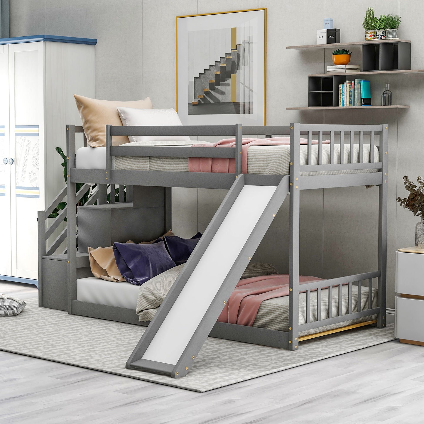 Bunk Bed With Convertible Slide And Stairway Hearth and Haven