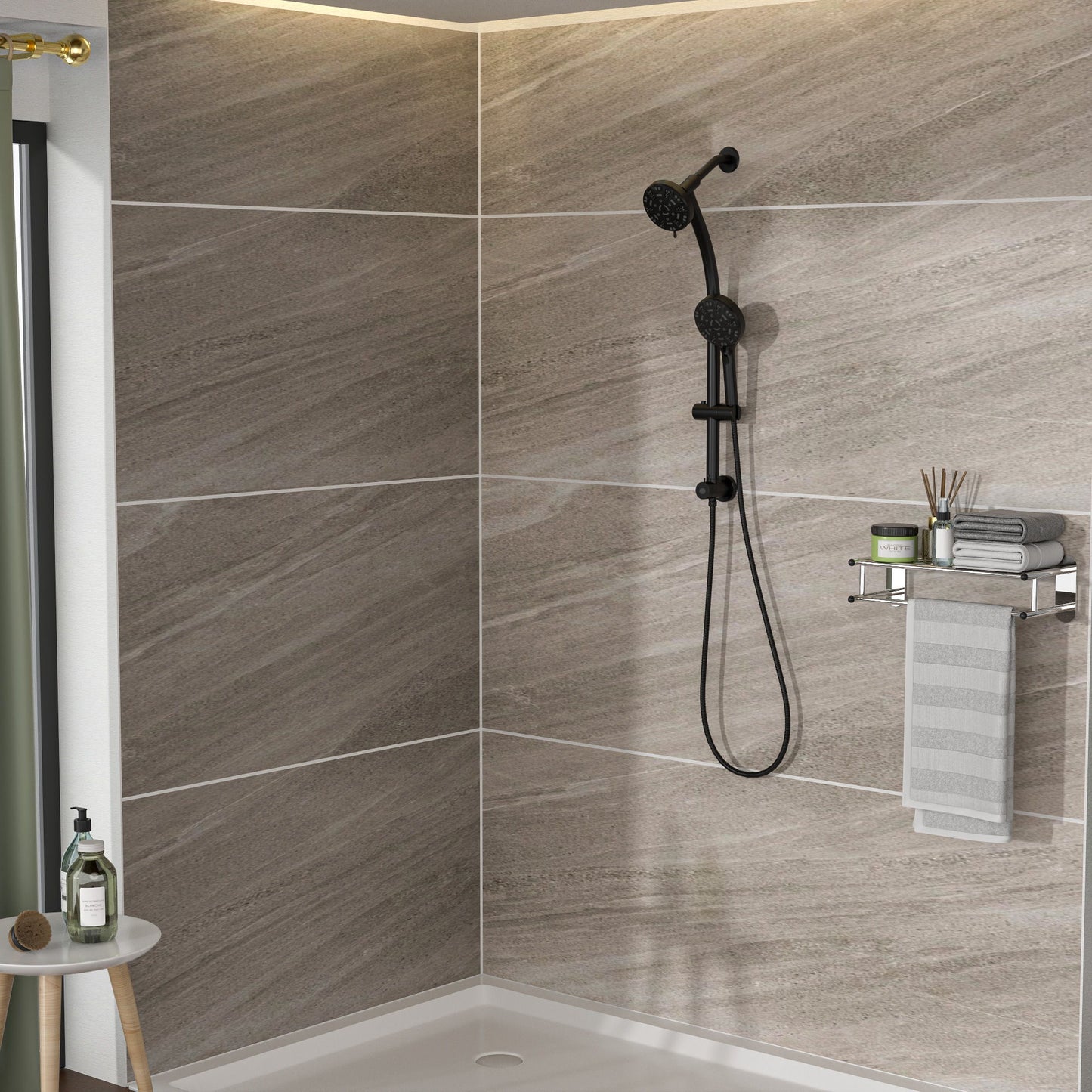Multi Function Dual Shower Head System With 4.7" Rain Showerhead, 8 Function Hand Shower, Adjustable Slide Bar Daily Nest