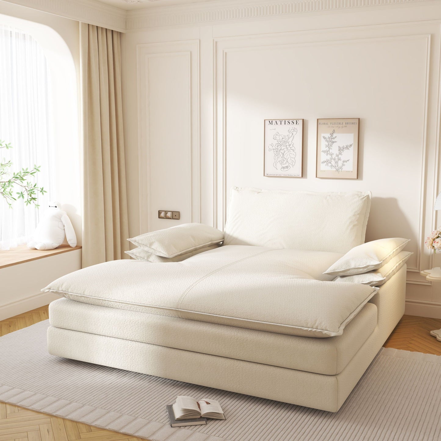 Modern Oversized Double Chaise Lounge Chair Home Essentials