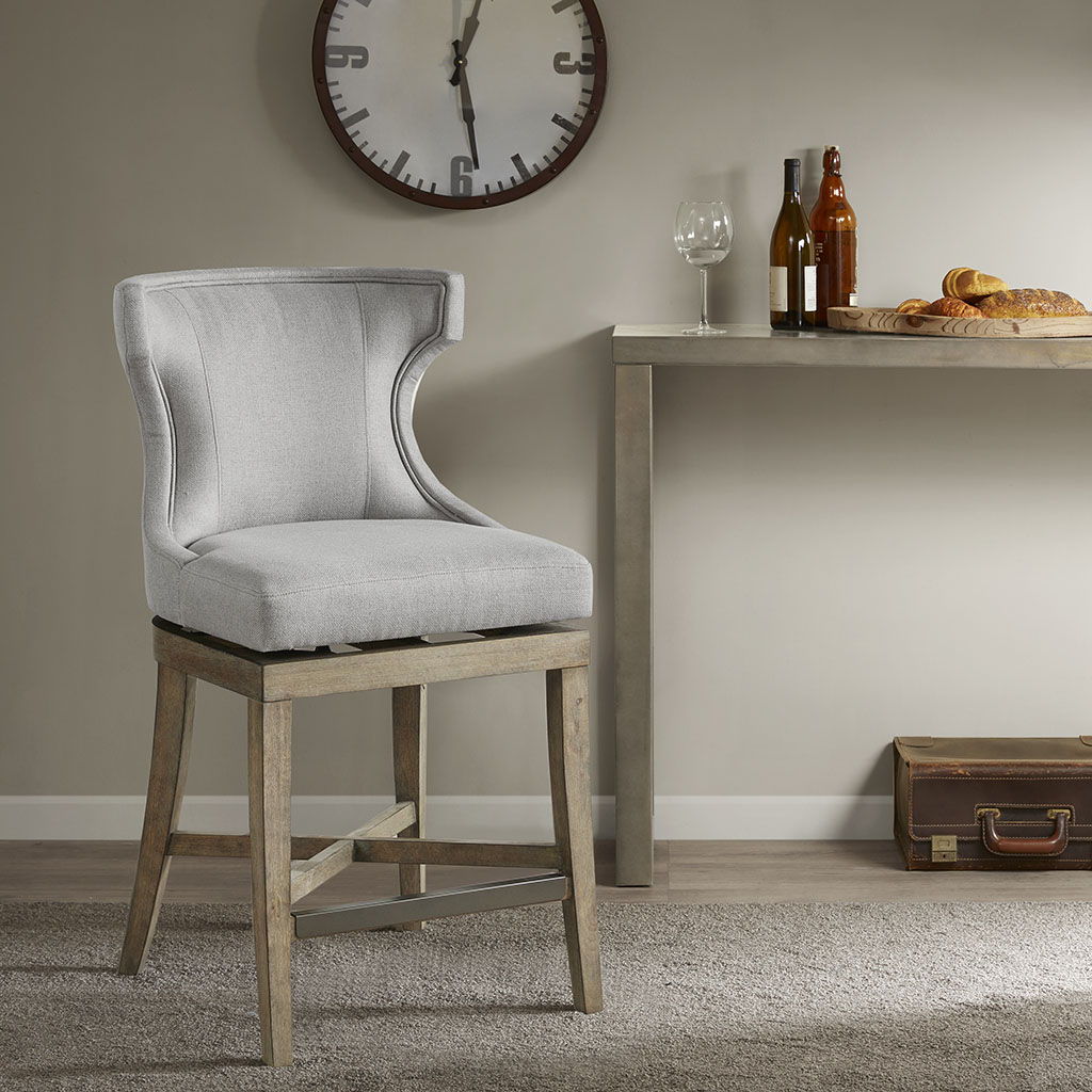Carson - Counter Stool With Swivel Seat - Light Gray Madison Park