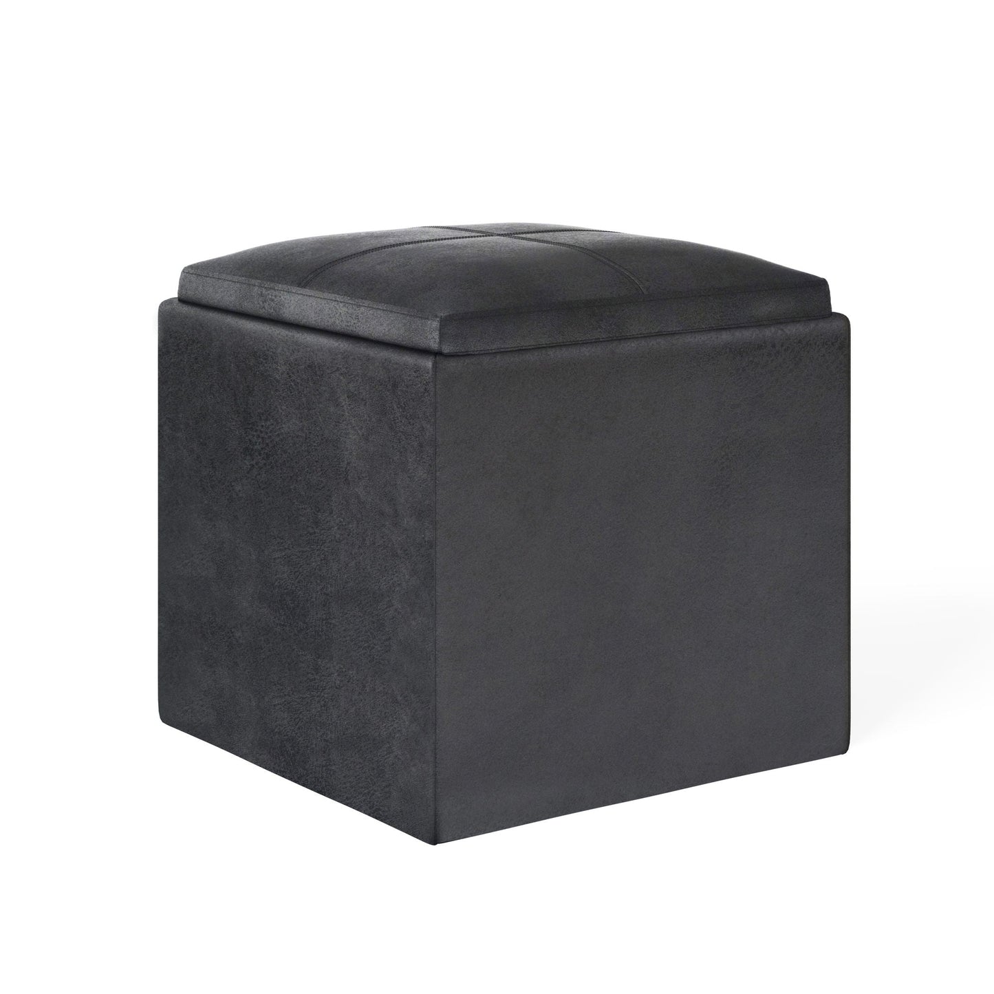 Rockwood - Upholstered Cube Storage Ottoman With Tray Simpli-Home