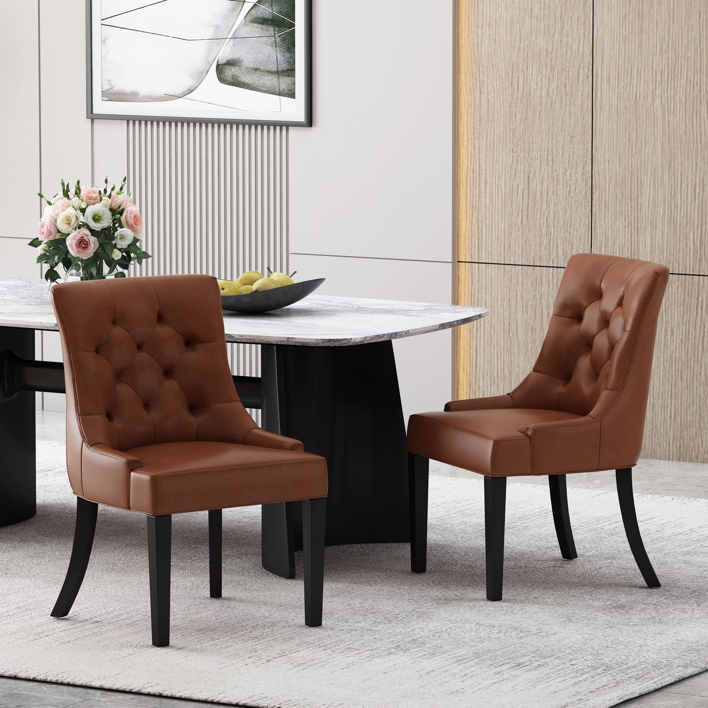 Cheney - Contemporary Dining Chair Tufted Upholstery (Set of 2) Noble House
