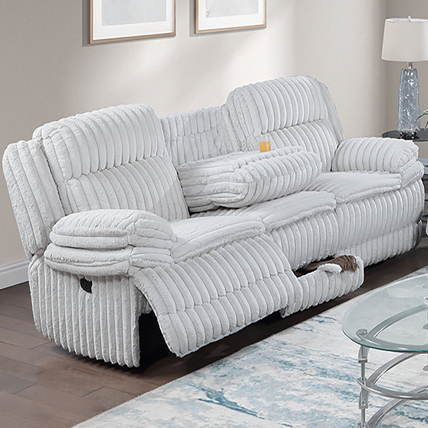 Motion Recliner Sofa With Fold-Down Table, Manual Recline, Charging Station & Cup Holders Home Essentials