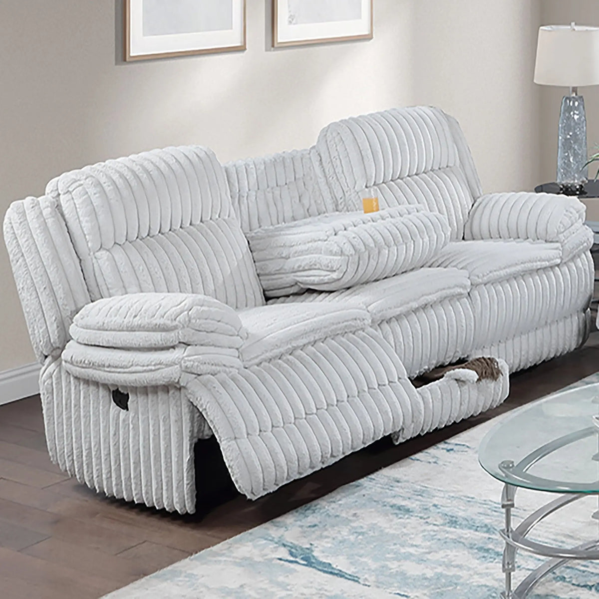 Motion Recliner Sofa With Fold-Down Table, Manual Recline, Charging Station & Cup Holders Home Essentials