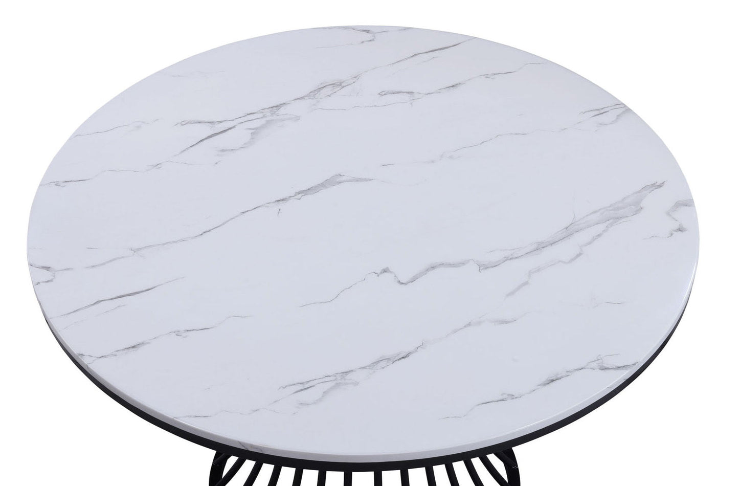 Hadley - Faux Marble Round Table - White Crown Mark