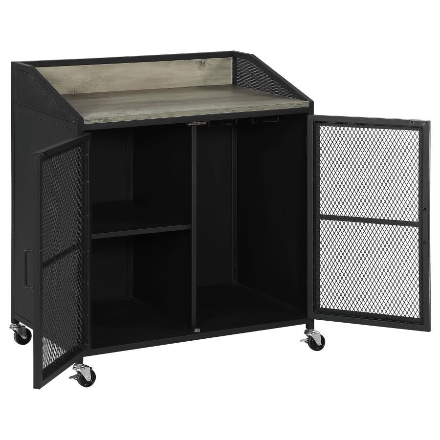 Arlette - 2 Door Mobile Home Bar Wine Cabinet - Sandy Black CoasterEveryday