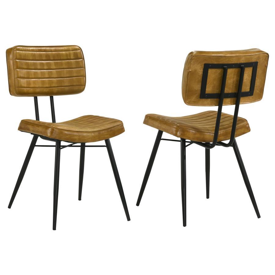 Misty - Leather Upholstered Dining Side Chair (Set of 2) - Camel CoasterEssence