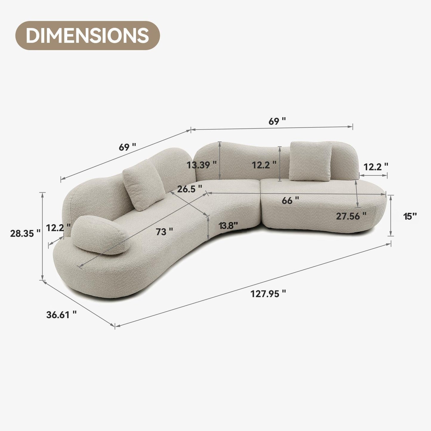 Modern Curved Modular 5 Seater Sofa Home Essentials