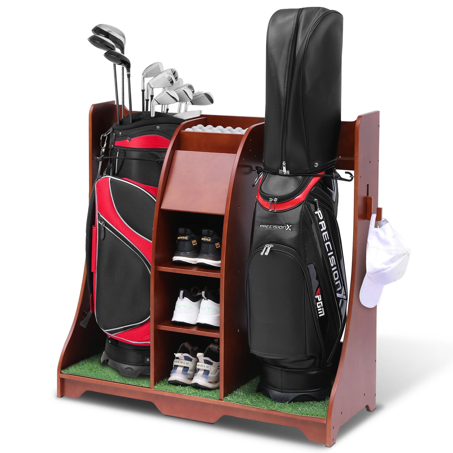 Wood Freestanding Adjustable Multi Use Golf Shelf - Reddish Brown Daily Nest