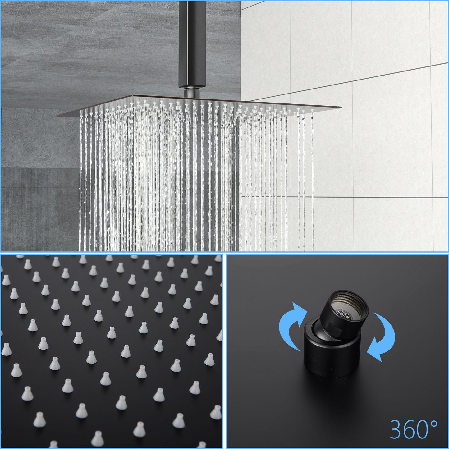 Luxury Rain Fixed Shower Head 12" Square Oil Rubbed Bronze Stainless Steel - Oil-Rubbed Bronze Daily Nest