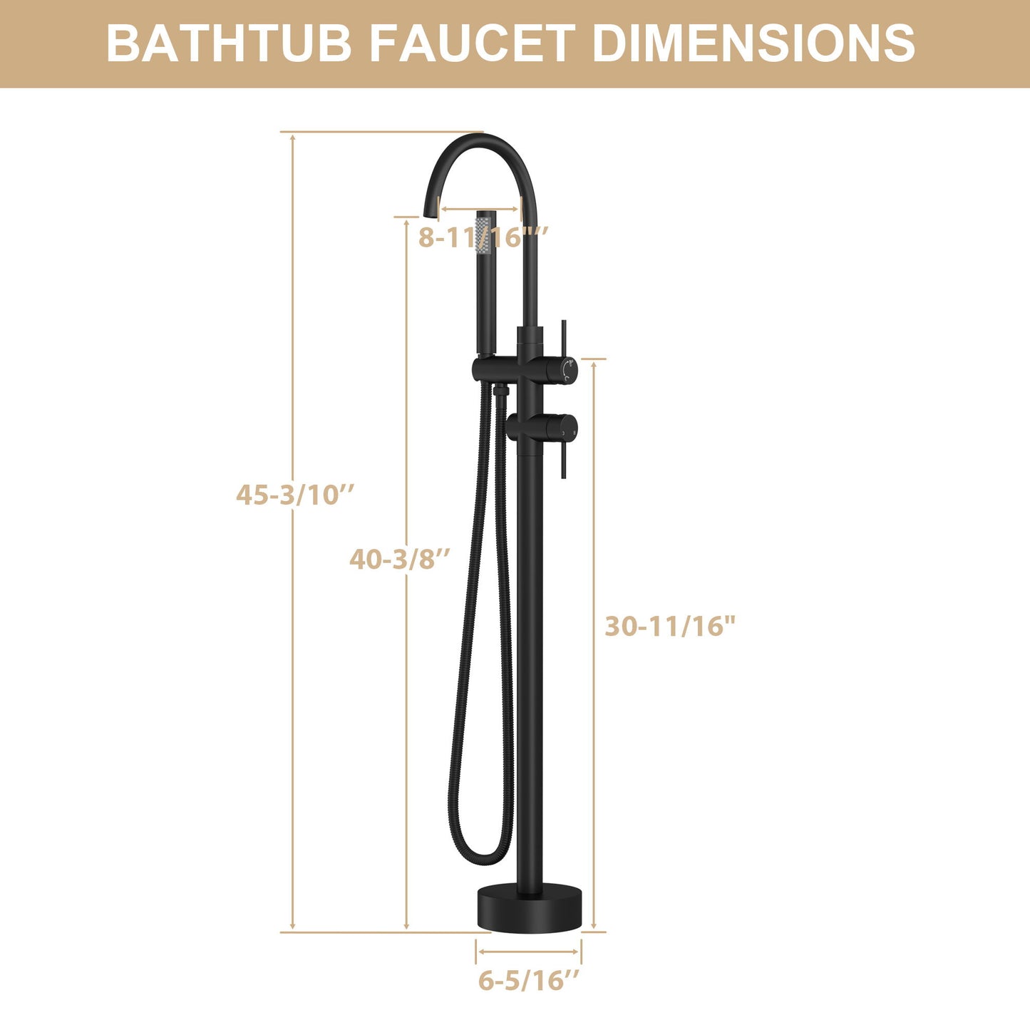 Freestanding Bathtub Faucet Floor Mount Tub Filler With Swivel Gooseneck Spout And Cylinder Handheld Daily Nest