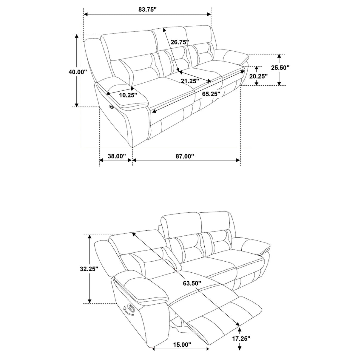 Brazelton - 3 Seater Reclining Sofa Furniture Max