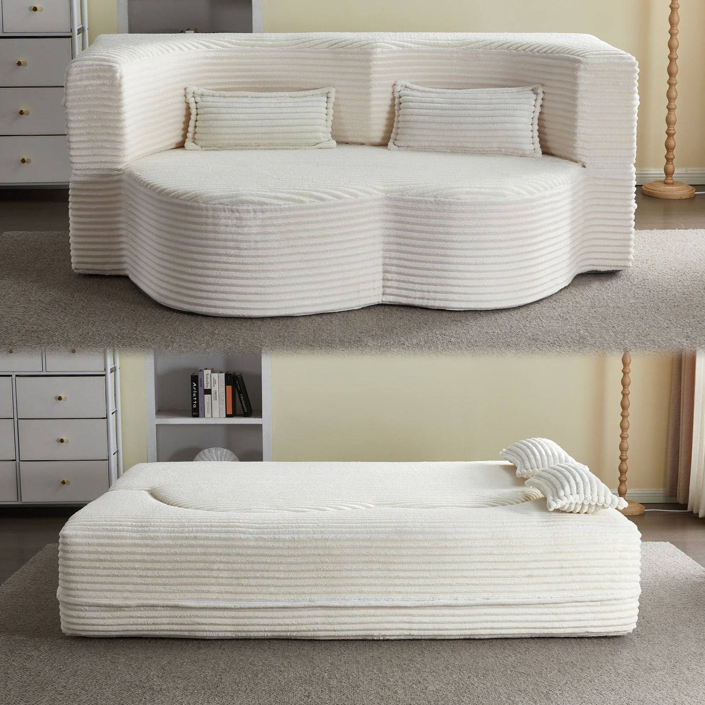 Floor Convertible Sleeper Sofa Bed With 2 Pillows Home Essentials