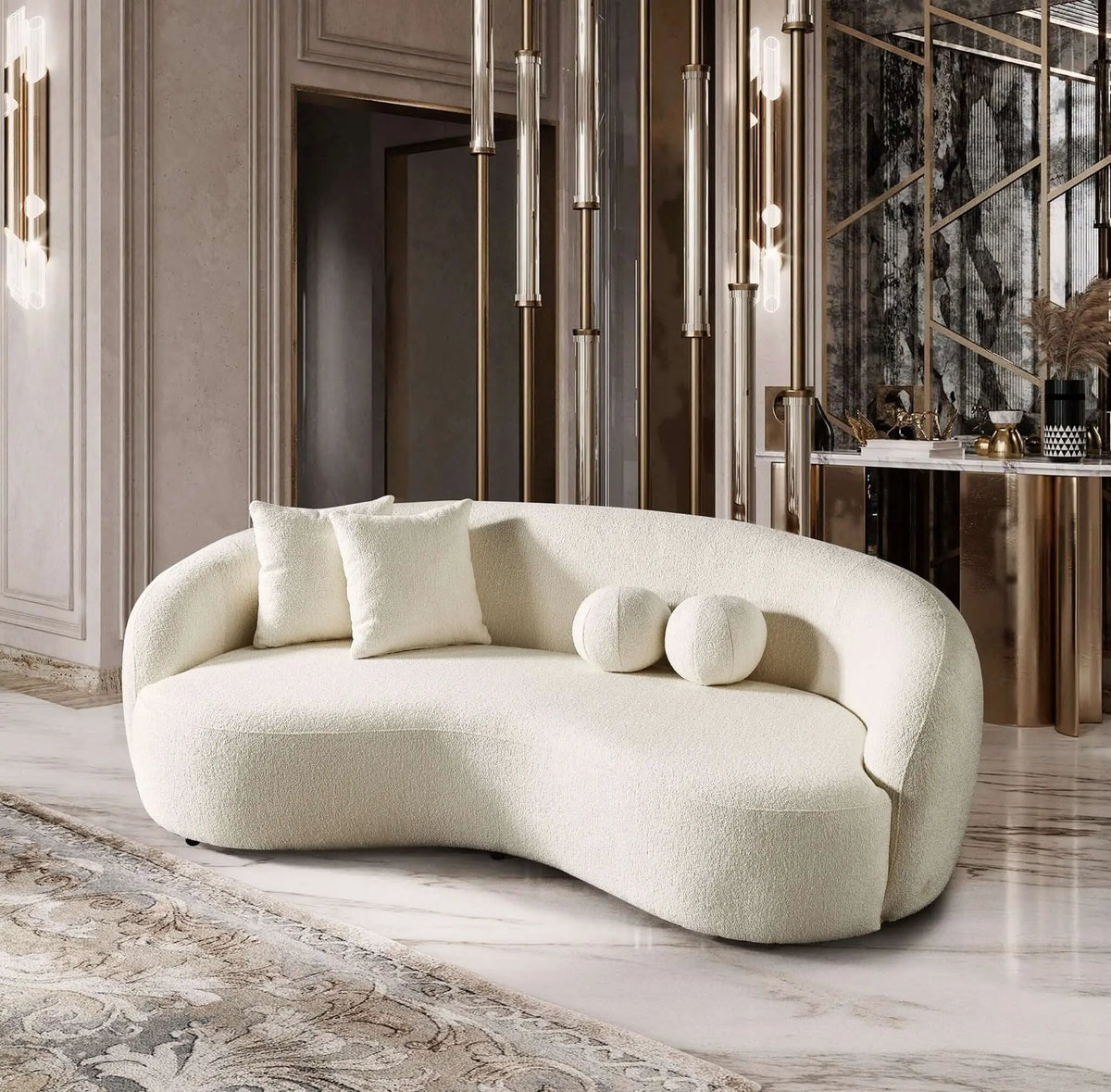 Drake - Japandi Style Curvy Boucle Sofa Ashcroft Furniture