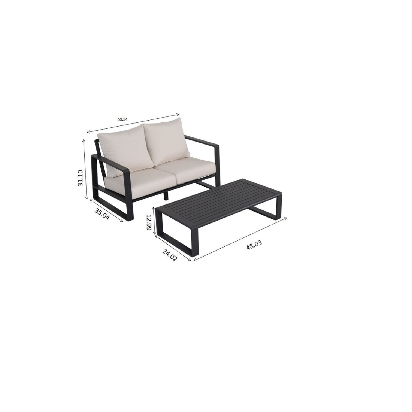 Durable Sofa With Rectangular Coffee Table LSI Patio Furniture