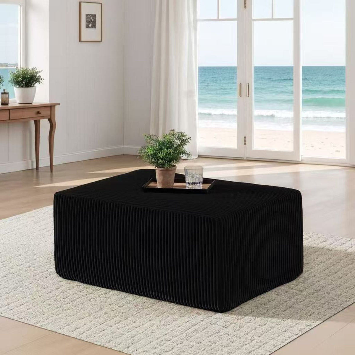 Upholstered Ottoman, Lounge Furniture - Black Home Essentials