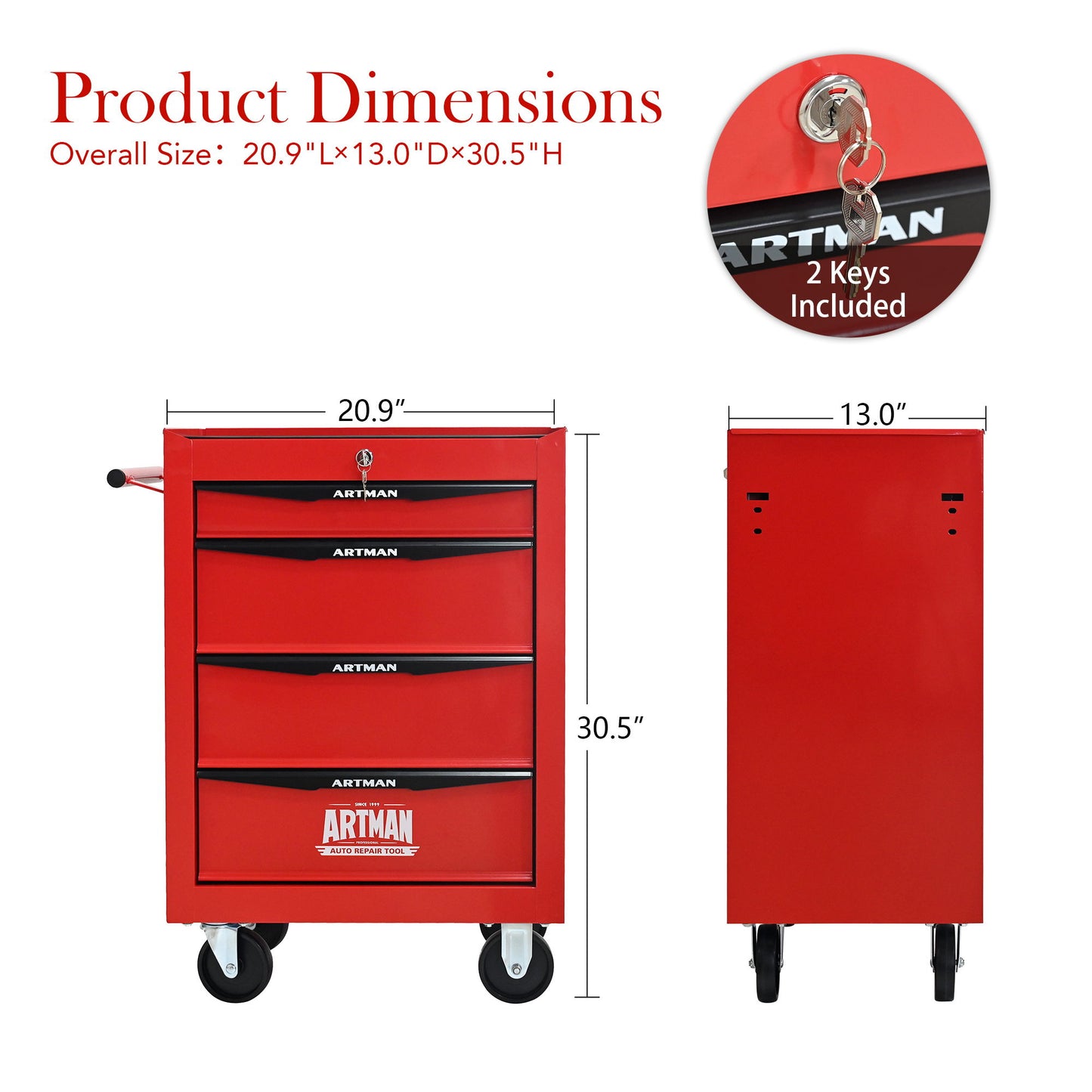 Rolling Metal Tool Chest With Drawers, Steel Storage Cabinet With Ball Bearing Slides Daily Nest