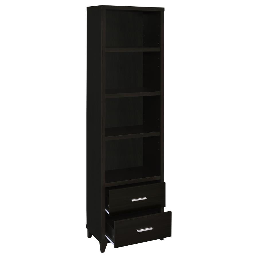 Lewes - 4-Shelf Engineered Wood Media Tower - Cappuccino CoasterEssence