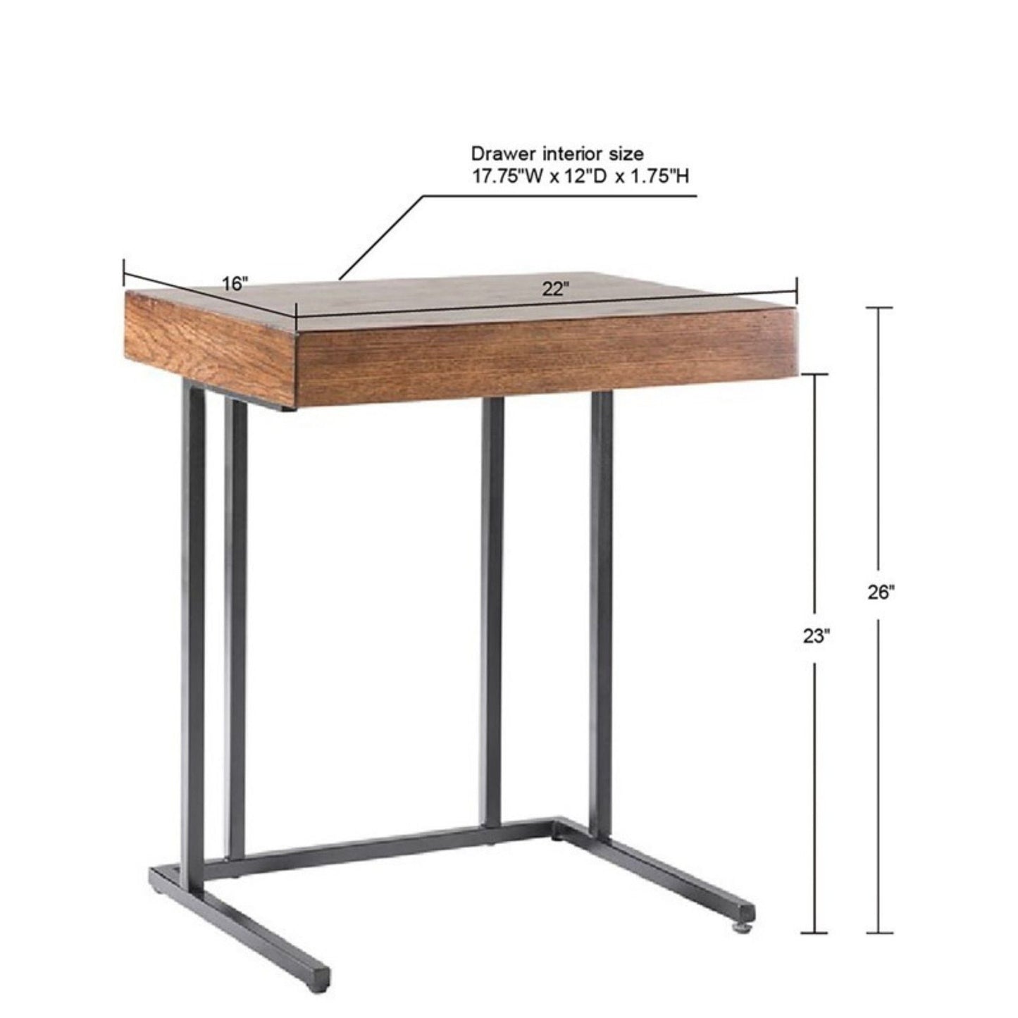 Wynn - Pull Up Table With Storage Compartment 22X16X26" - Pecan JLA