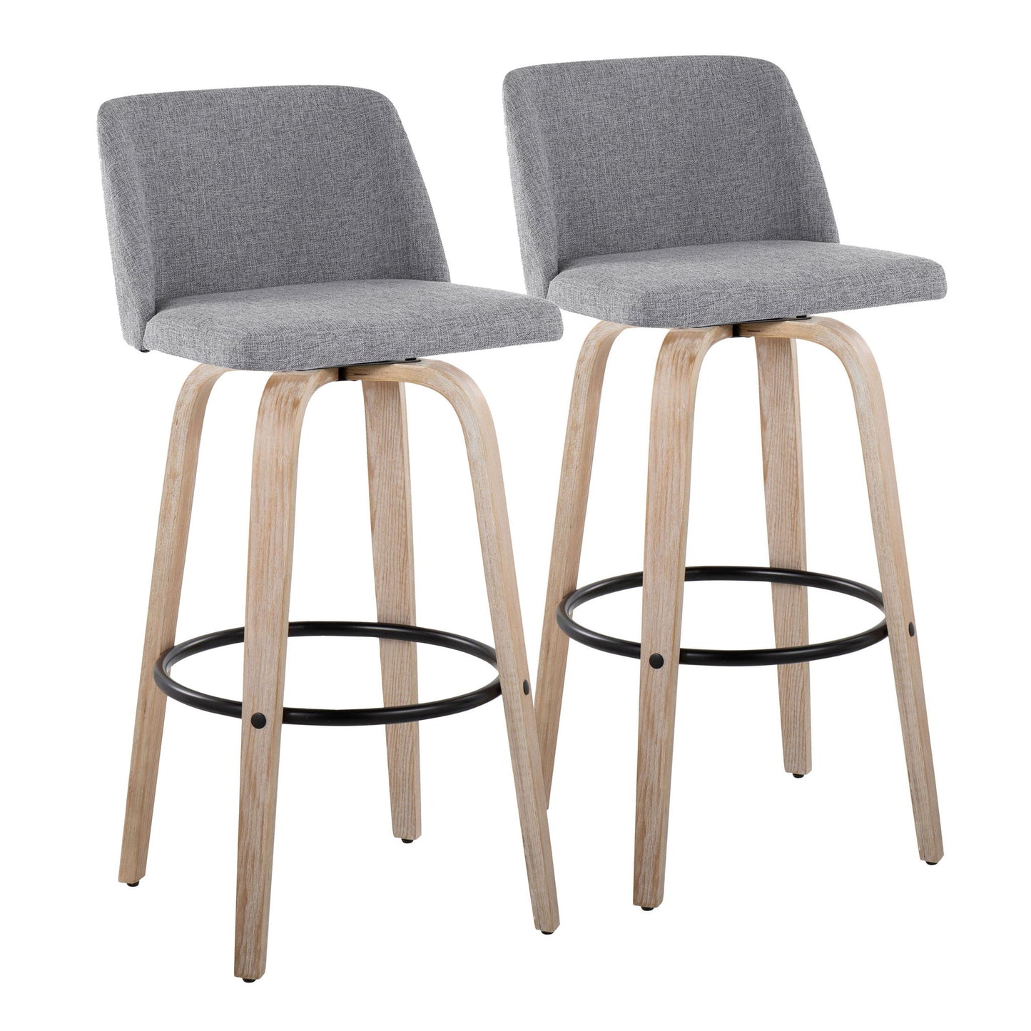 Toriano - Mid-Century Modern Fixed Height BarStool With Round Footrest (Set of 2) Lumi Source