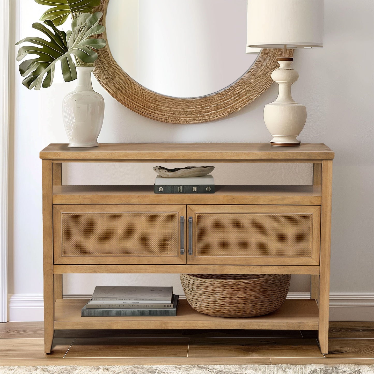 Naomi - 2 Door Storage Console Table - Honey Martha Stewart