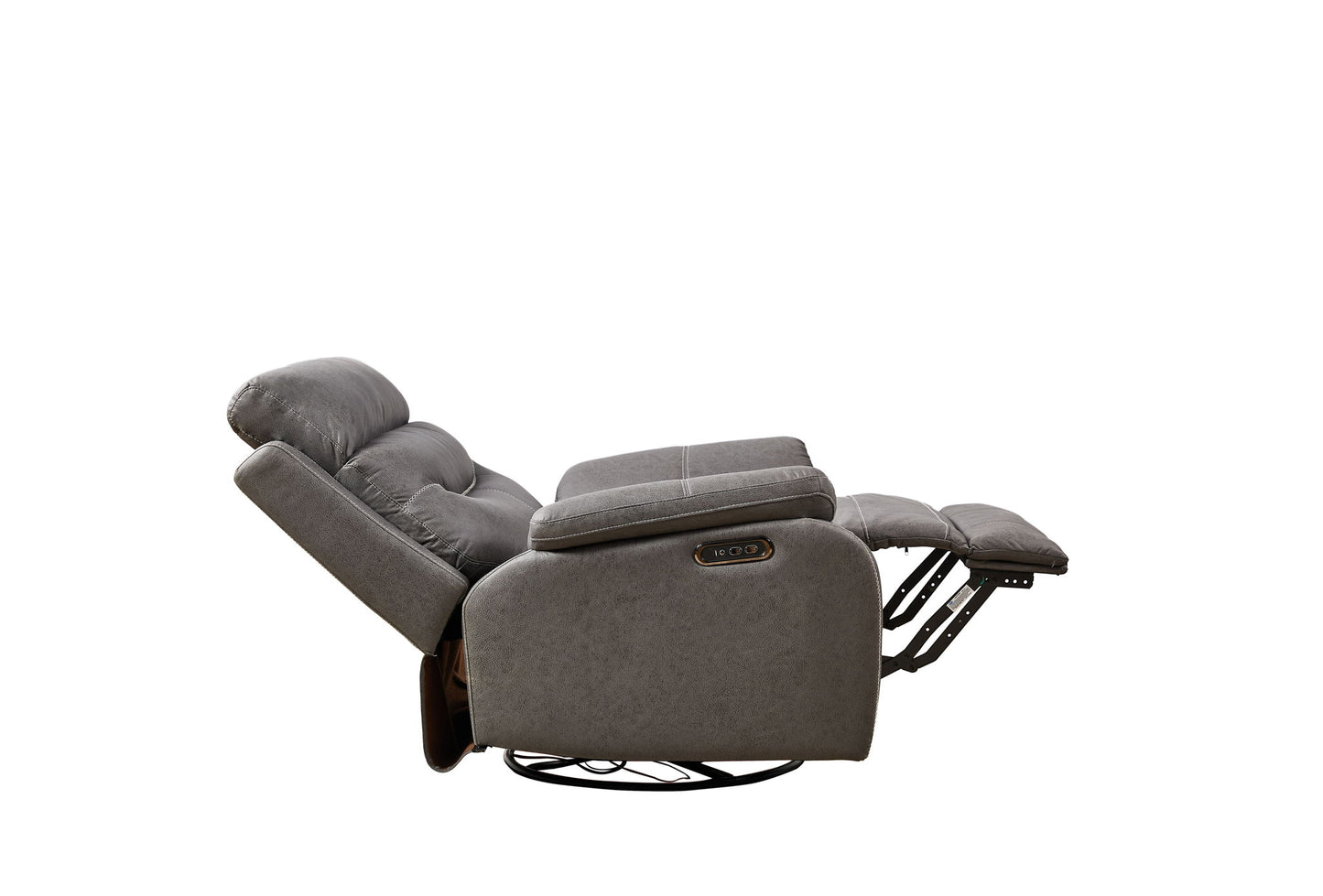 Dual Okin Motor Rocking And 240° Swivel Single Sofa Seat Recliner Chair Infinite Position, Head Rest With Power Function Refined Comfort