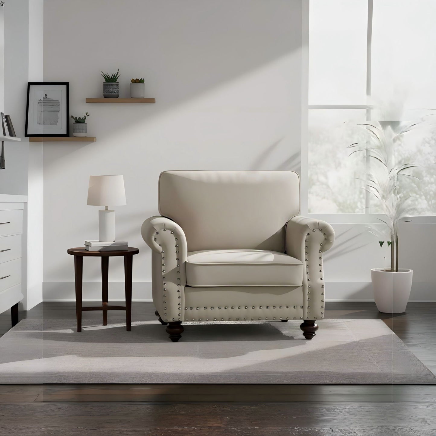 Upholstered Accent Armchair With Turned Legs For Living Room US Pride