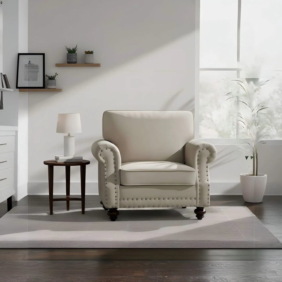 Upholstered Accent Armchair With Turned Legs For Living Room US Pride