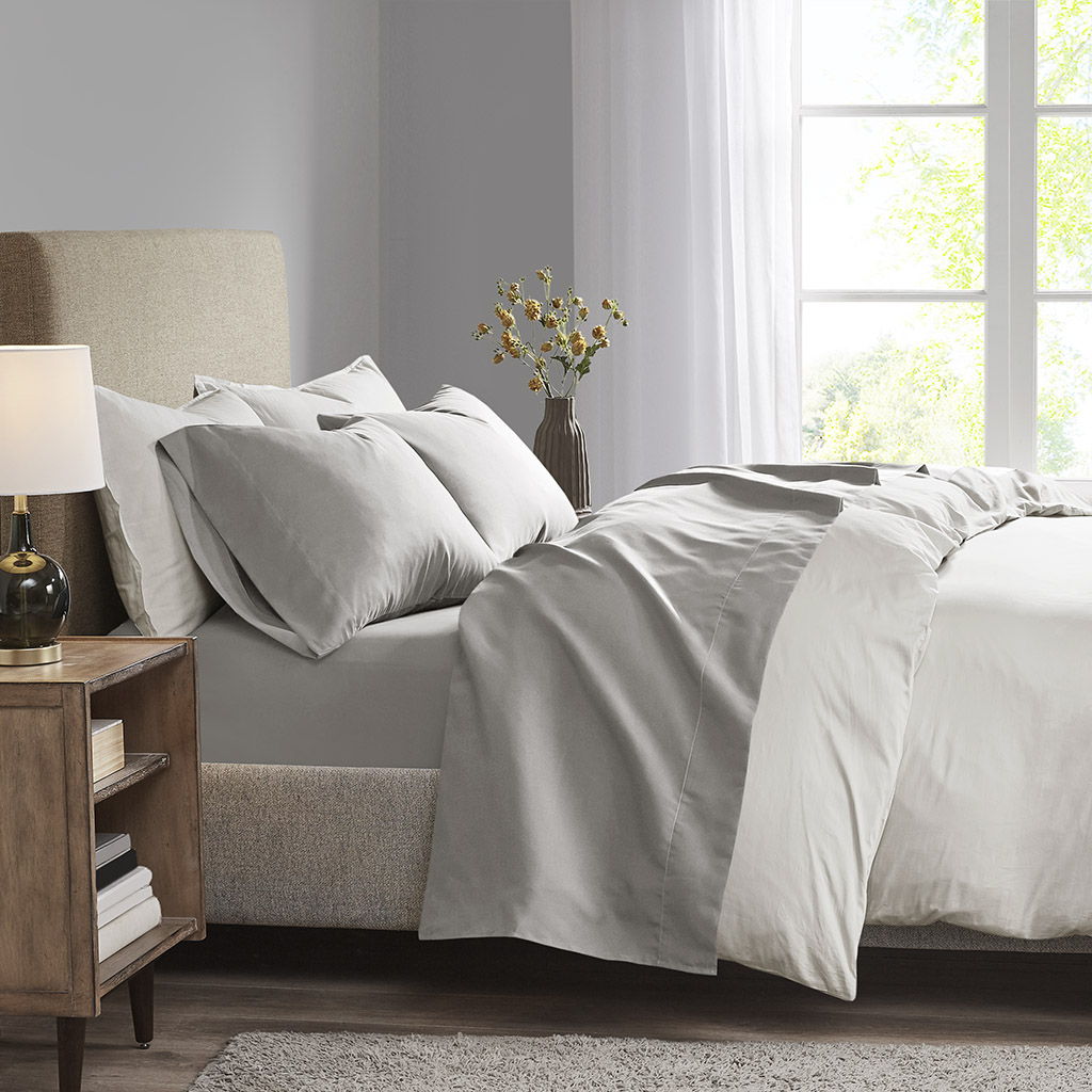 King All Season Moisture Wicking Lightweight Sheet Set - Gray Madison Park