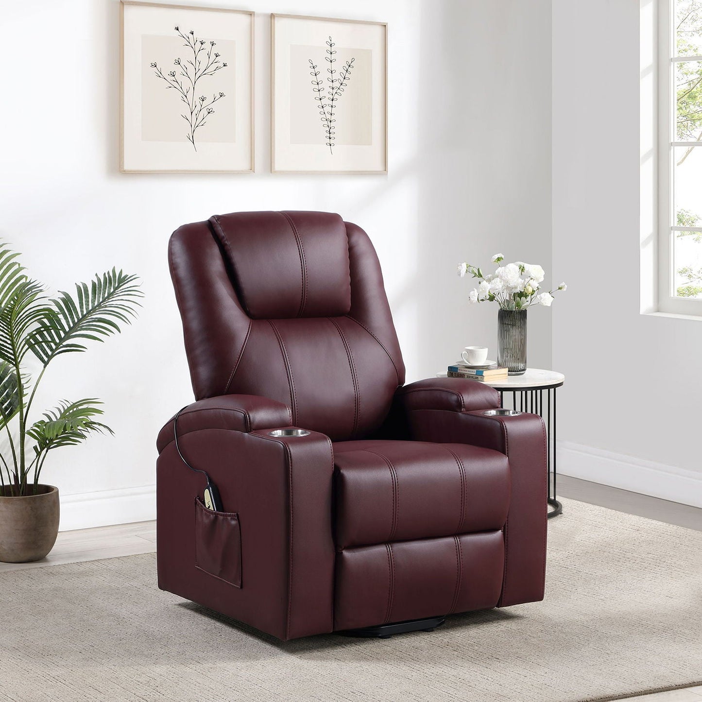 Macklin - Power Lift Massage Recliner With Heat And Dual Cupholders Furniture Max