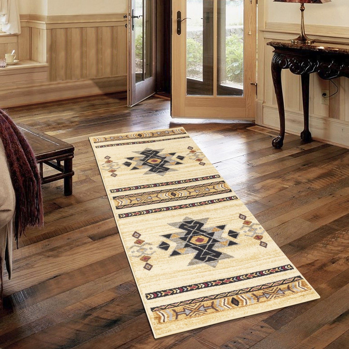 Tribes - 5'3" X 7'3" Southwest Area Rug Polypropylene - Cream Icona Home Decor