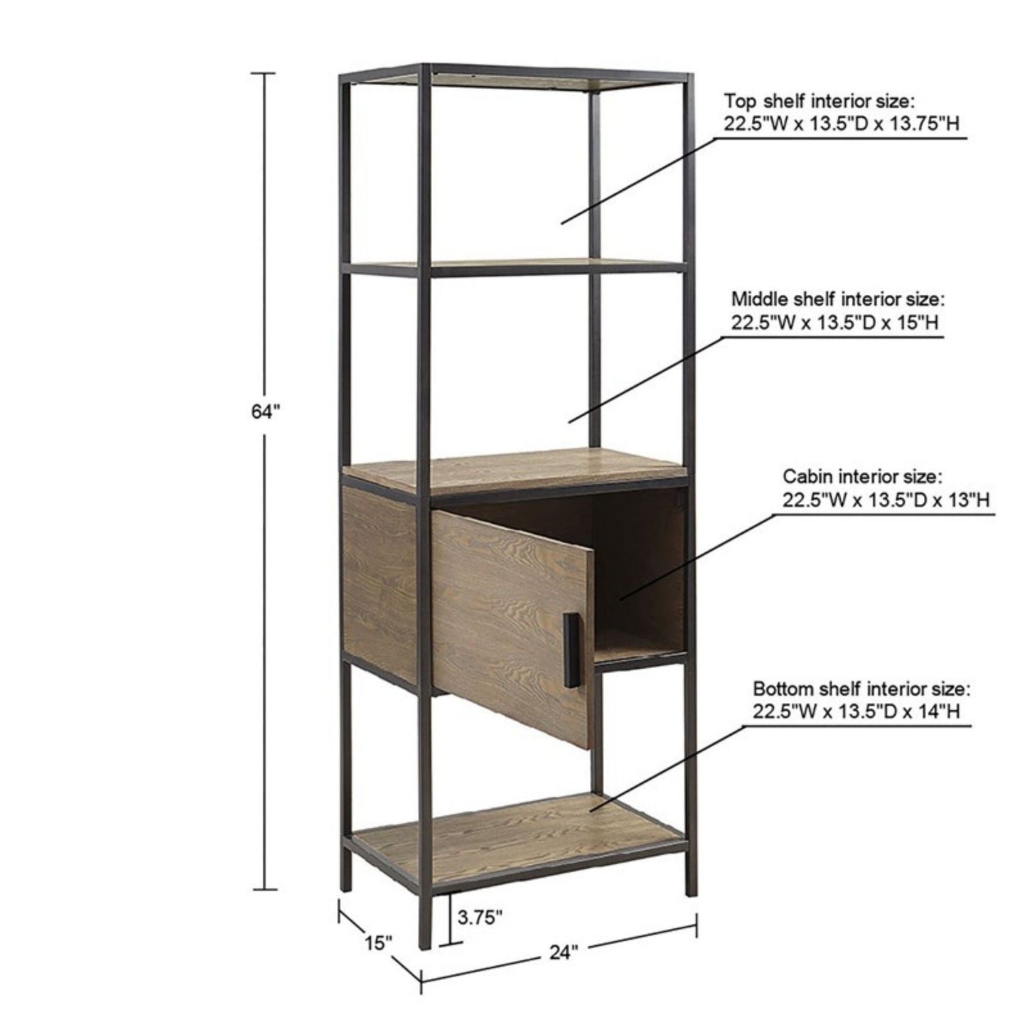 Darley - 3 Shelf Bookcase With Storage Cabinet - Gray JLA