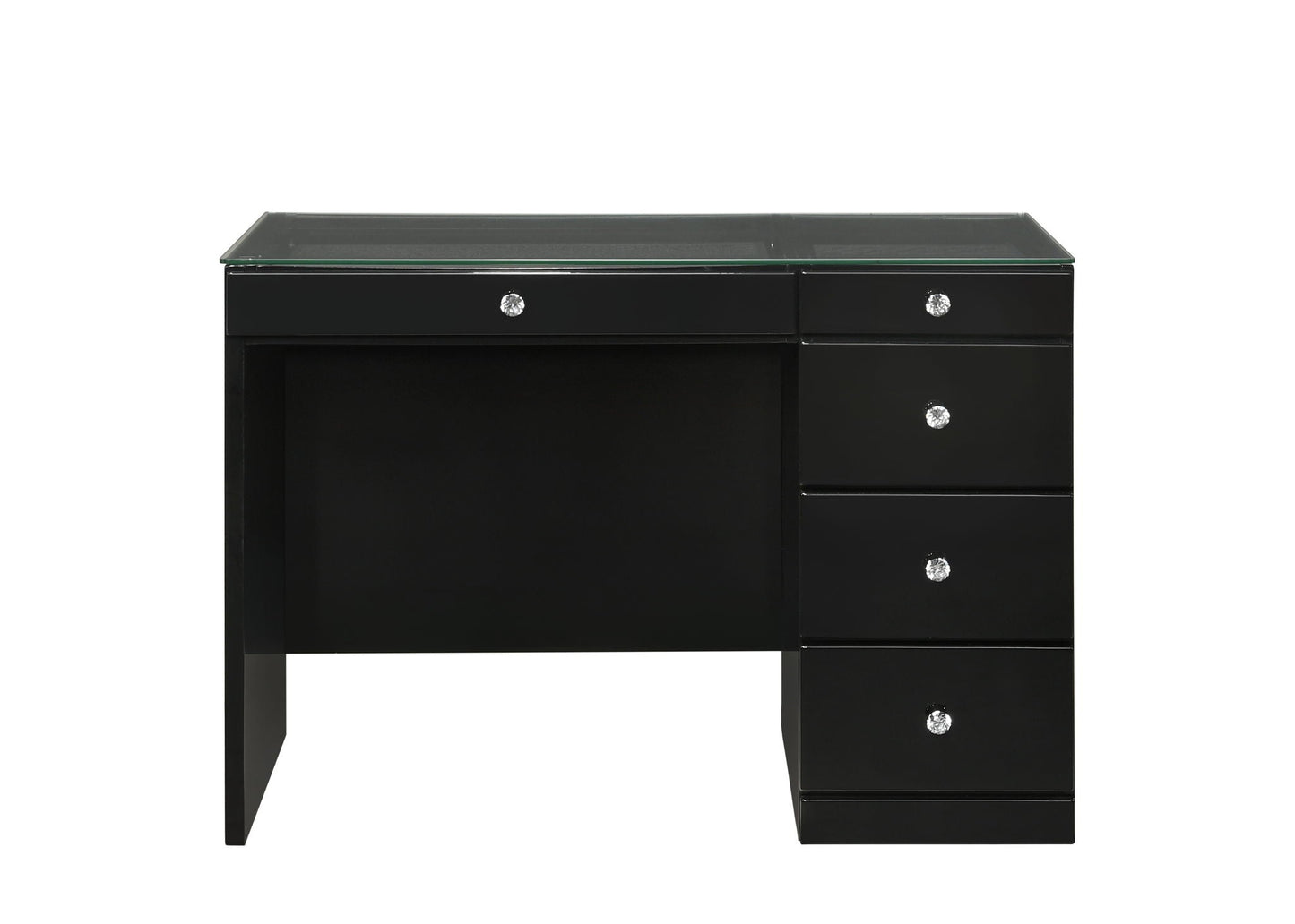 Morgan - Vanity Desk With Glass Top, Led Mirror & Stool Crown Mark