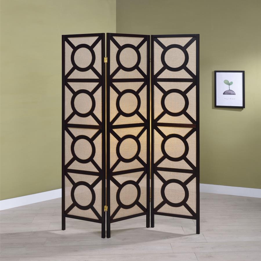 Vulcan - 3 Panel Room Divider Folding Shoji Screen - Cappuccino CoasterEveryday