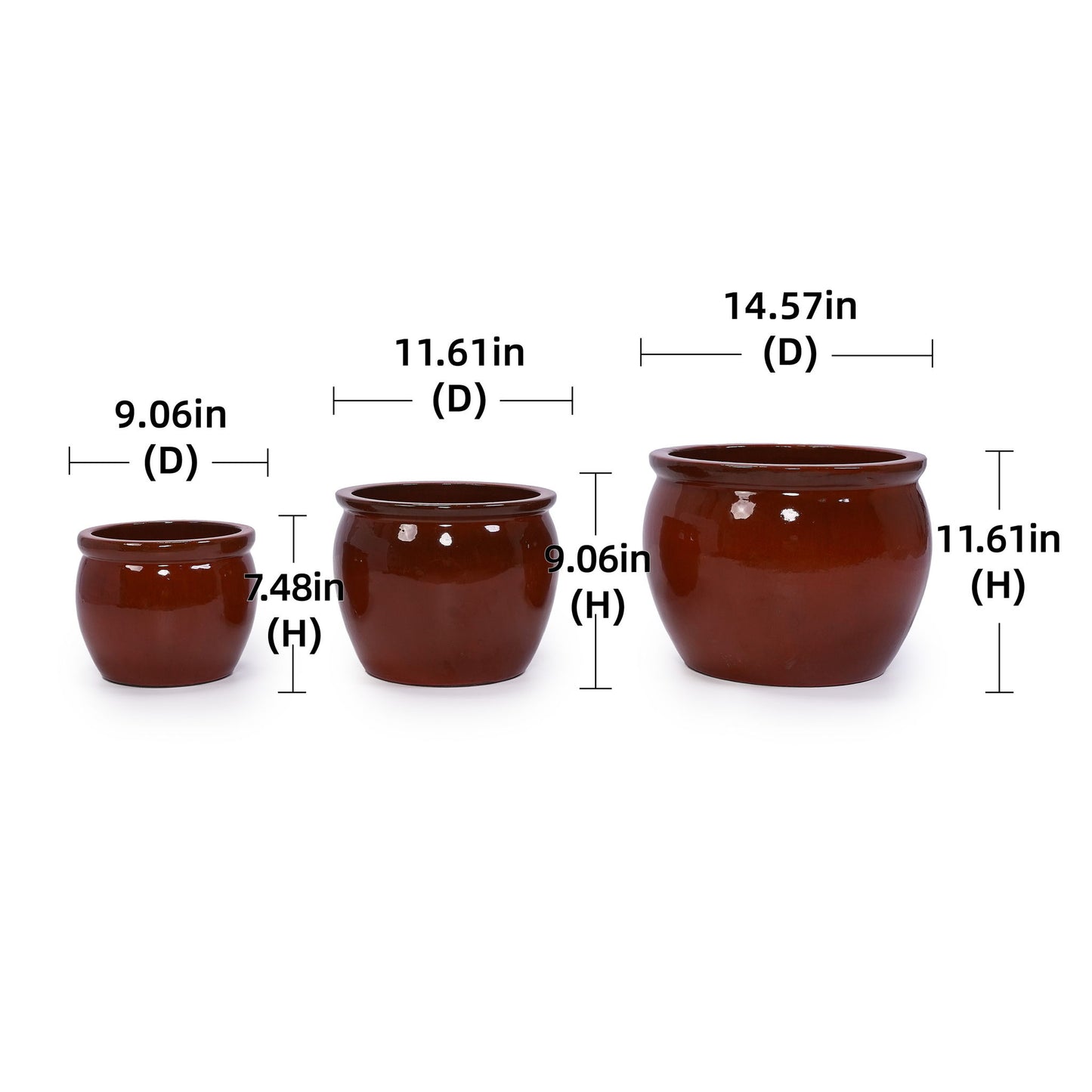 3 Pieces Ceramic Flowerpot, Planter For Patio, Garden Or Windowsills Daily Nest
