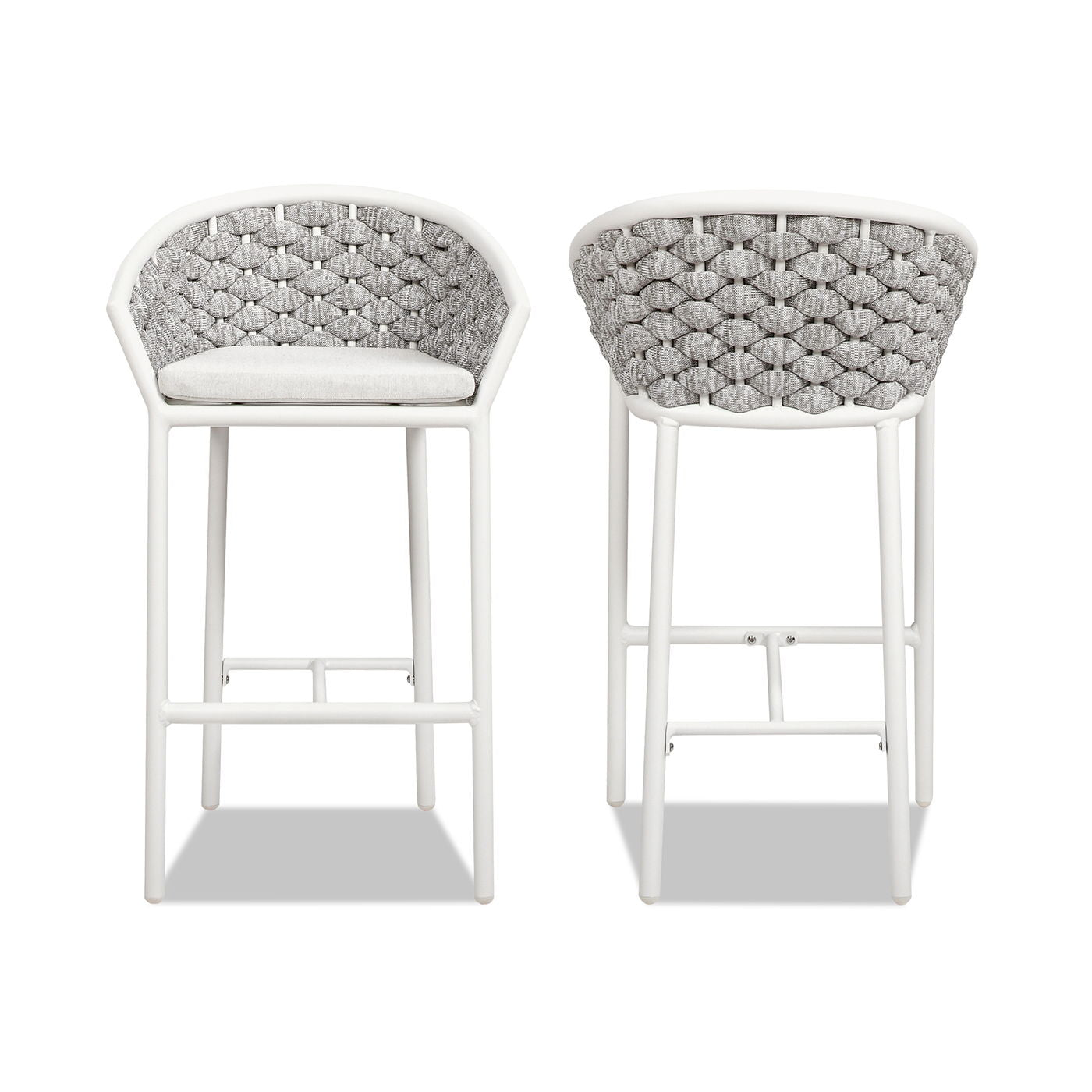 Rowan - Rope Barrel Low Back Patio Counter Stool (Set of 2) - Optic White Jennifer Taylor Home
