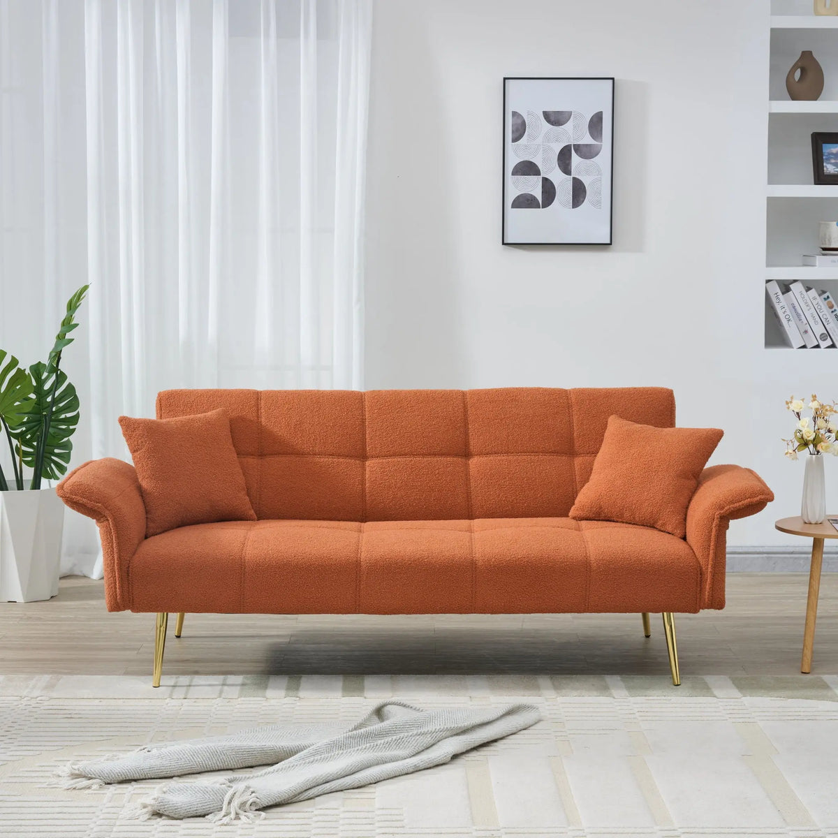 Convertible Double Futon Sofa Bed With Folding Armrests For Living Rooms Home Essentials