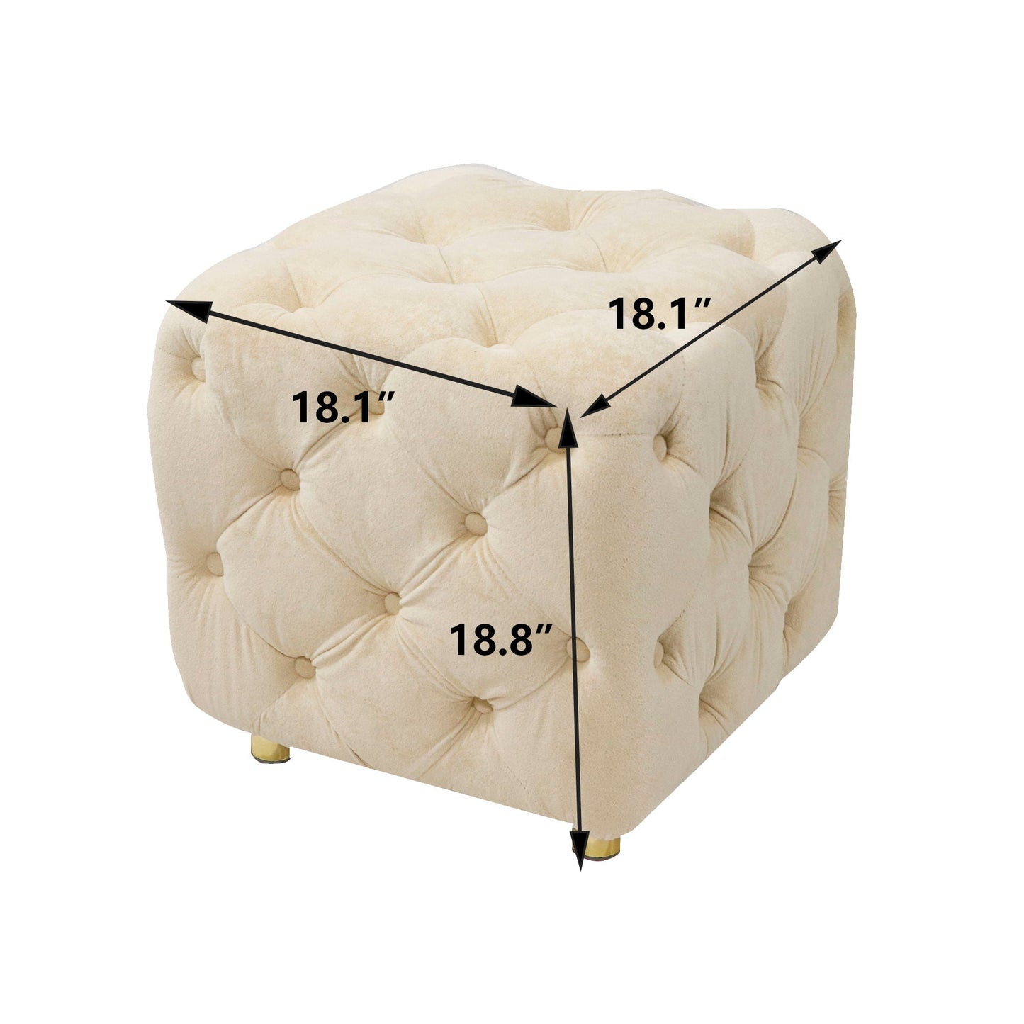 Modern Velvet Upholstered Ottoman, Exquisite Small End Table, Soft Foot Stool, Dressing Makeup Chair, Comfortable Seat For Living Room, Bedroom, Entrance Home Essentials