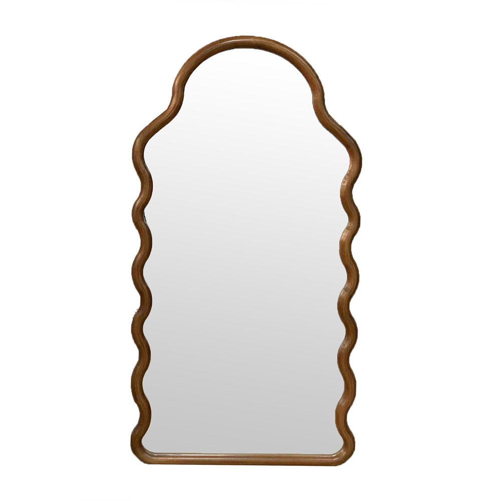 Wood Mirror With Unique Frame - Brown Daily Nest