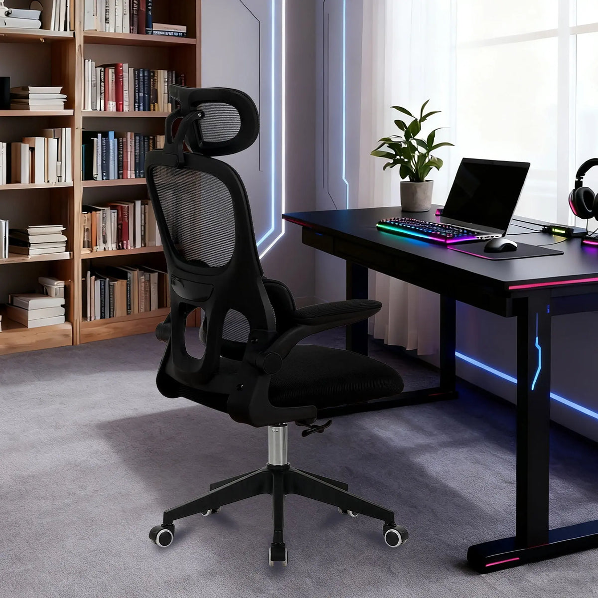High Back Ergonomic Swivel Rolling Office Chair With Tilt Function, 3D Headrest, Lumbar Support - Black Home Essentials